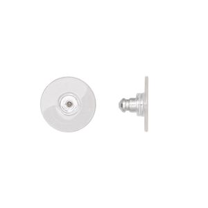 Earnut 1pkg100, 11x6mm comfort clutch, aluminum / acrylic clear 50 pair