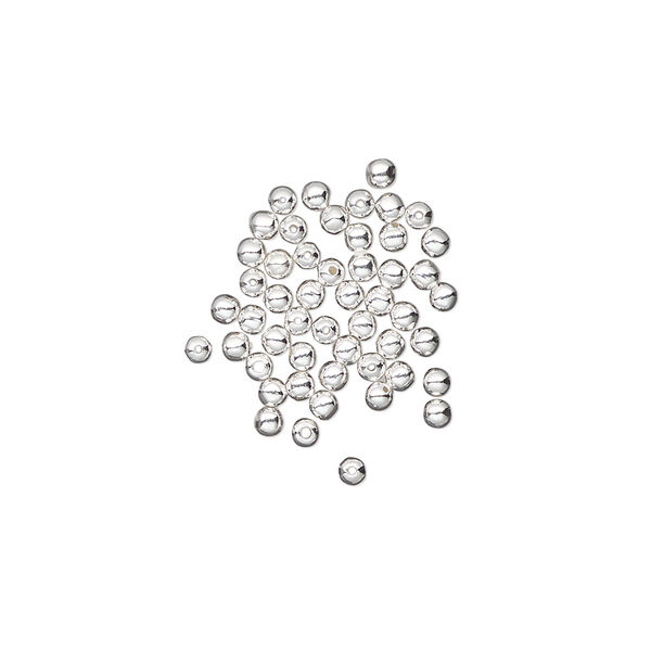 Bead, sterling silver, pkg/50, 2mm seamless round. image number 0