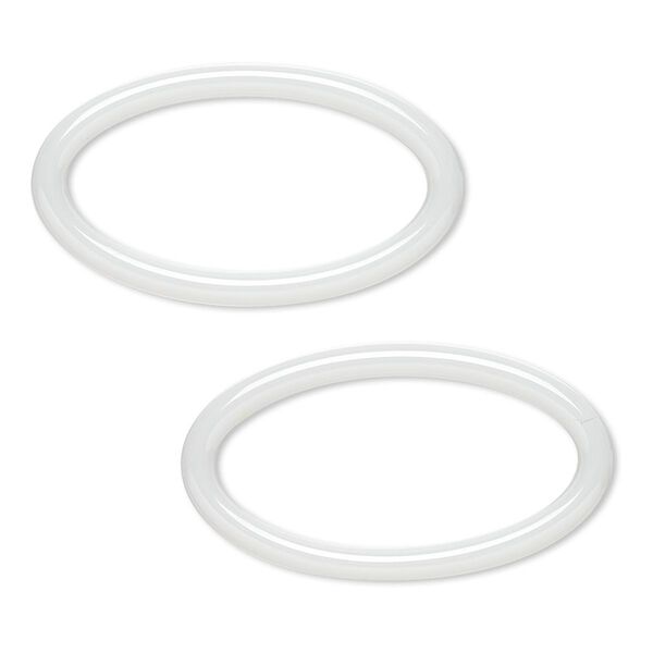 Component, zirconia ceramic, white, 29x16mm open oval with 24x11.5mm center hole. Sold per pkg of 2. image number 0