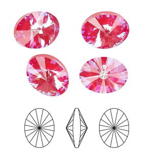 Chaton 4pk crystal royal red DeLite, Crystal Passions® 14x10.5mm oval rivoli 4122