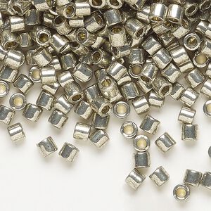 Seed bead, Delica®, glass, pkg/7.5g, #8 round, Duracoat® opaque galvanized outside dyed light pewter (DBL-1851).