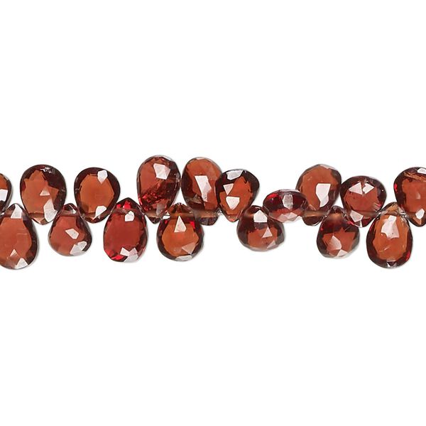 Garnet 1pkg1, hand-cut top-drilled faceted puffed teardrop bead natural 8 inch 5x4mm-8x6mm image number 0