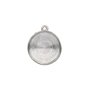 Drop, Almost Instant Jewelry®, antiqued pewter (tin-based alloy), 18mm round with 16mm rivoli setting. Sold individually.
