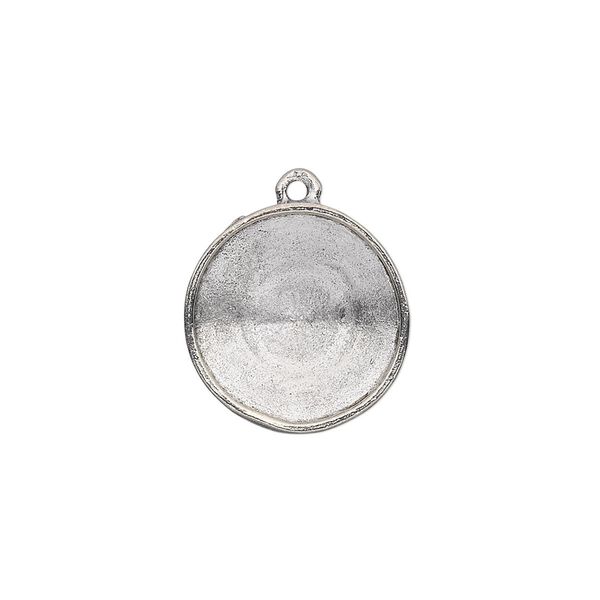 Drop, Almost Instant Jewelry®, antiqued pewter (tin-based alloy), 18mm round with 16mm rivoli setting. Sold individually. image number 0
