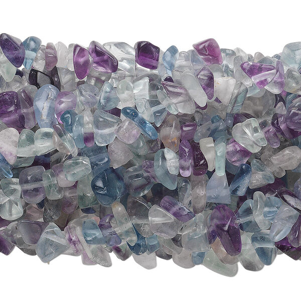 Bead, rainbow fluorite (natural), medium chip, Mohs hardness 4. Sold per pkg of (10) 34-inch strands. image number 0