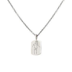 Necklace, sterling silver, 20x13mm matte rectangle with boy design, 18 inches with lobster claw clasp. Sold individually.
