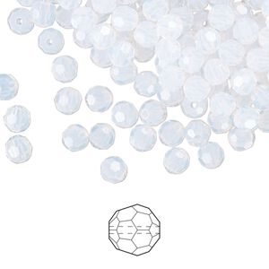 Bead 720pk white opal, Preciosa Czech crystal 4mm round