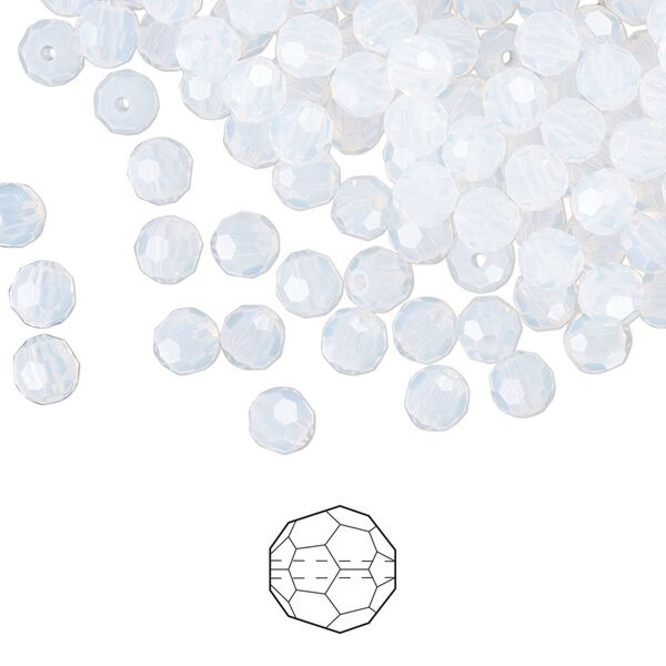 Bead 720pk white opal, Preciosa Czech crystal 4mm round image number 0