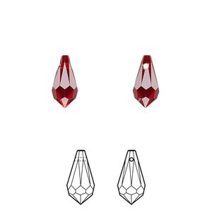 Drop 4pk Siam, Crystal Passions® 11x5.5mm pendant teardrop 6000