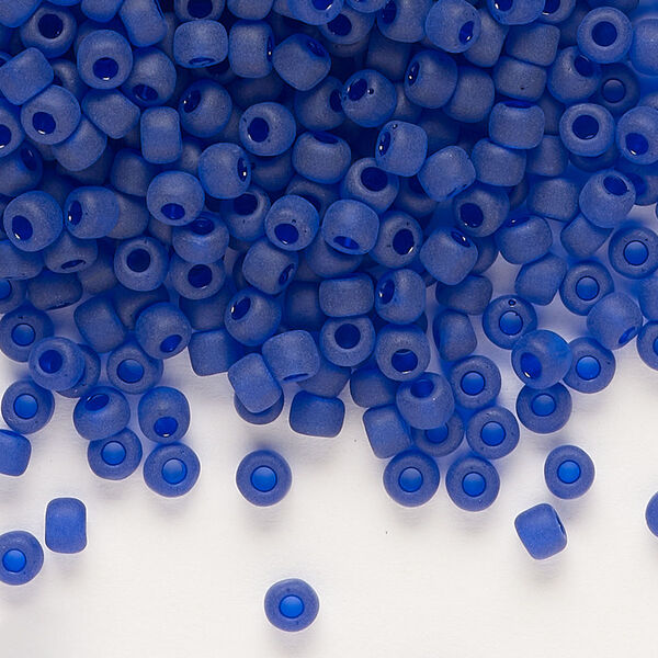 Seed bead, Dyna-Mites™, glass, transparent matte cobalt, #6 round. Sold per 40-gram pkg. image number 0