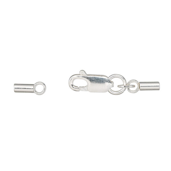 Clasp, lobster claw, sterling silver, 28x4mm with 2 crimp ends, 1mm inside diameter. Sold individually. image number 0