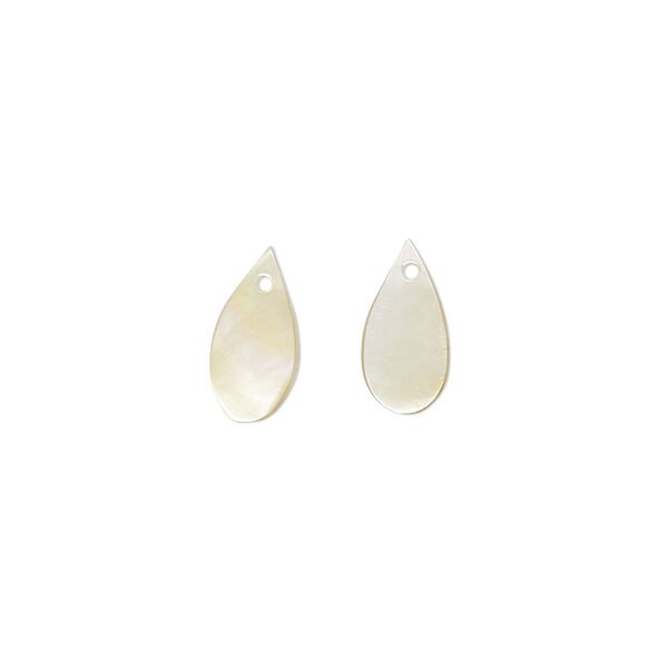 Drop, gold lip shell (natural), 12x6mm hand-cut top-drilled teardrop, Mohs hardness 3-1/2. Sold per pkg of 2. image number 0