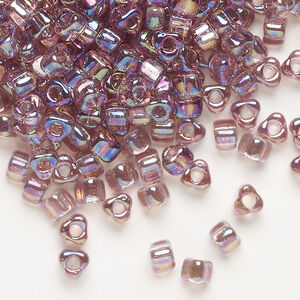 Seed bead, Miyuki 1pkg10g, glass, #5 triangle, translucent rainbow smoky amethyst (TR-1156)