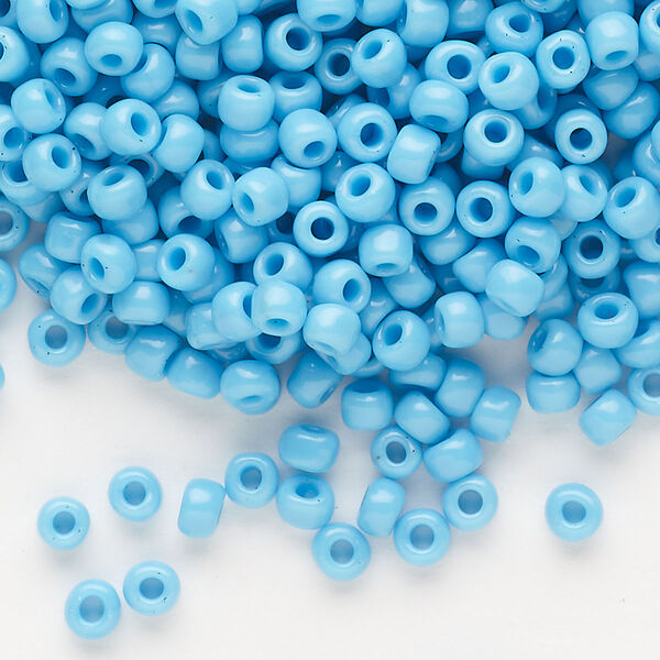 Seed bead, Dyna-Mites™, glass, opaque aqua, #6 round. Sold per 40-gram pkg. image number 0