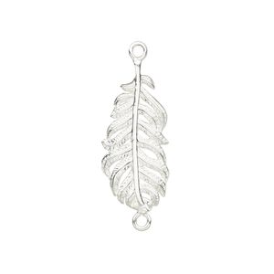 Link, sterling silver, 24x11.5mm single-sided feather. Sold individually.