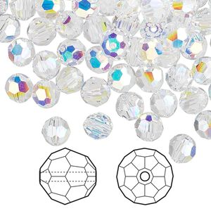 Bead 360pk crystal AB, Swarovski® 6mm round 5000
