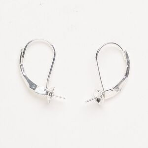 Ear wire leverback 1pkg2 sterling silver-filled, 17mm / 5mm glue-in cup / 5mm peg, brass / 5-7mm round setting, 21 gauge 1 pair