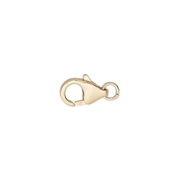 Clasp, lobster claw, 14Kt gold-filled, 12x8mm with 4.5mm jump ring. Sold individually. image number 0