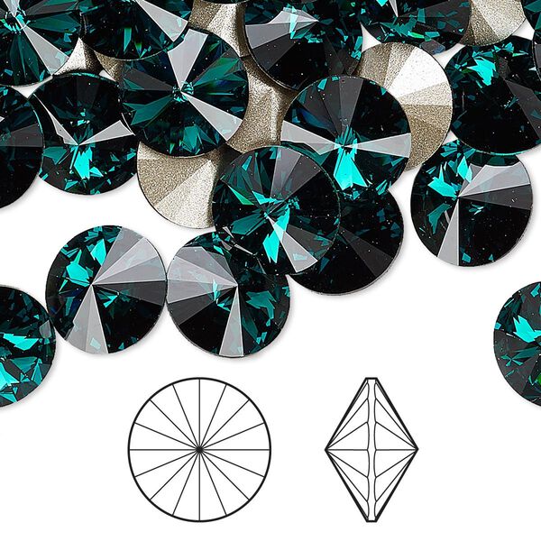 Chaton 48pk emerald foil back, Crystal Passions® 10.54-10.91mm rivoli SS47 1122 image number 0