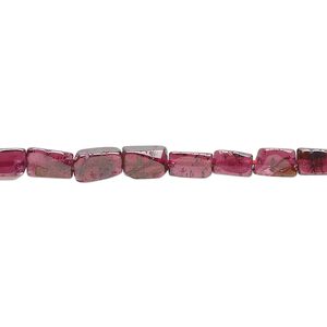 Garnet 1pkg1, hand-cut rectangle bead 14 inch 6x5mm-10x6mm