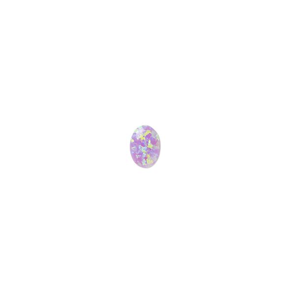 Cabochon, "opal" (silica and epoxy) (man-made), lavender, 7x5mm calibrated oval. Sold per pkg of 2. image number 0