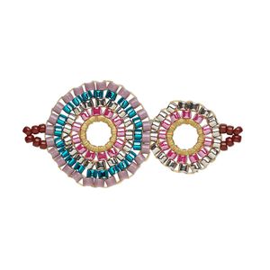 Link, Creative Touch, glass, pink / teal / lavender, 29x18mm double-sided double circle. Sold individually.