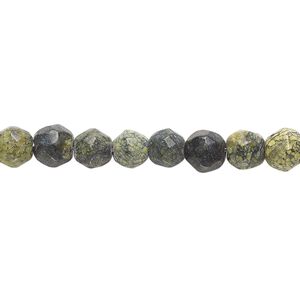 Russian serpentine 1pkg1, hand-faceted round bead natural 8 inch 6-7mm