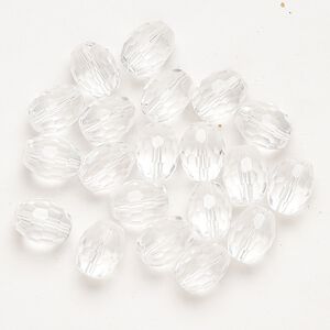 Glass 1pkg20, faceted oval bead clear 13x10mm