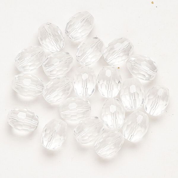 Glass 1pkg20, faceted oval bead clear 13x10mm image number 0