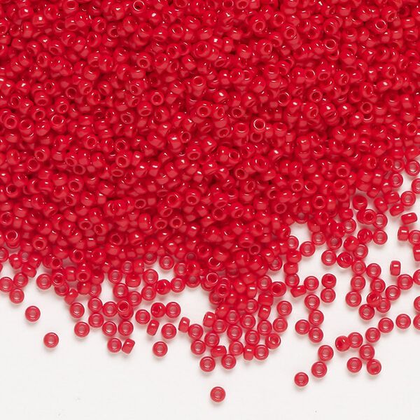 Seed bead, Miyuki, glass, pkg/250g, #15 rocaille, opaque red (RR-408). image number 0