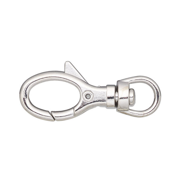 Clasp, lobster claw, imitation rhodium-finished steel and "pewter" (zinc-based alloy), 24x12mm with swivel. Sold per pkg of 6. image number 0