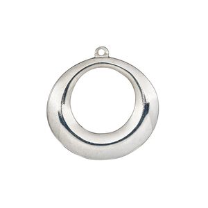 Drop, imitation rhodium-plated "pewter" (zinc-based alloy), 28x26mm single-sided oval go-go. Sold individually.