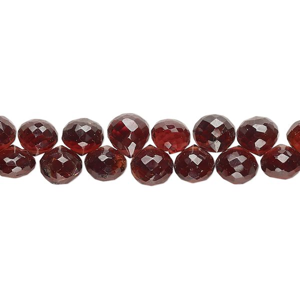 Garnet 1pkg1, hand-cut top-drilled faceted teardrop bead natural 8 inch 5-6mm image number 0