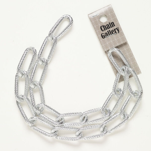 Chain aluminum 1pk 14mm twisted textured paper clip, silver finish 18 inch image number 0