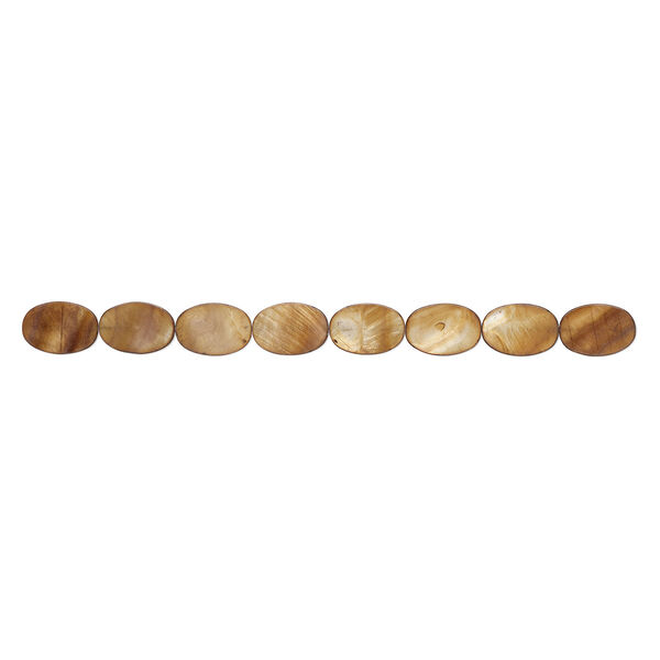 Mother-of-pearl shell 1pkg1, flat oval bead 15 inch brown 29x20mm-30x21mm image number 1