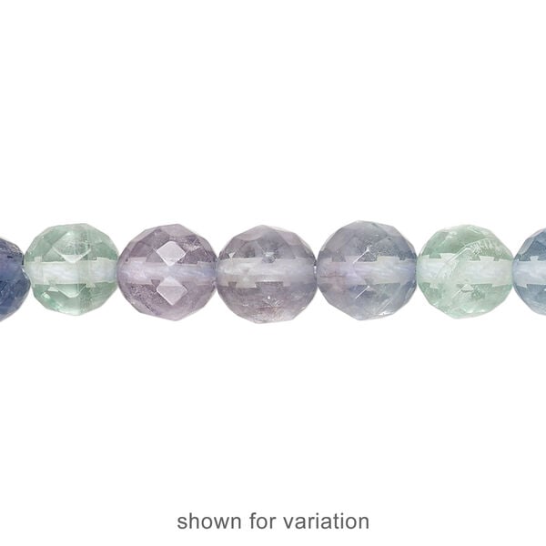 Rainbow fluorite 1pkg1, faceted round bead natural 15.5-16 inch 8mm image number 1
