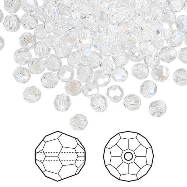 Bead 720pk crystal moonlight, Swarovski® 4mm round 5000 image number 0