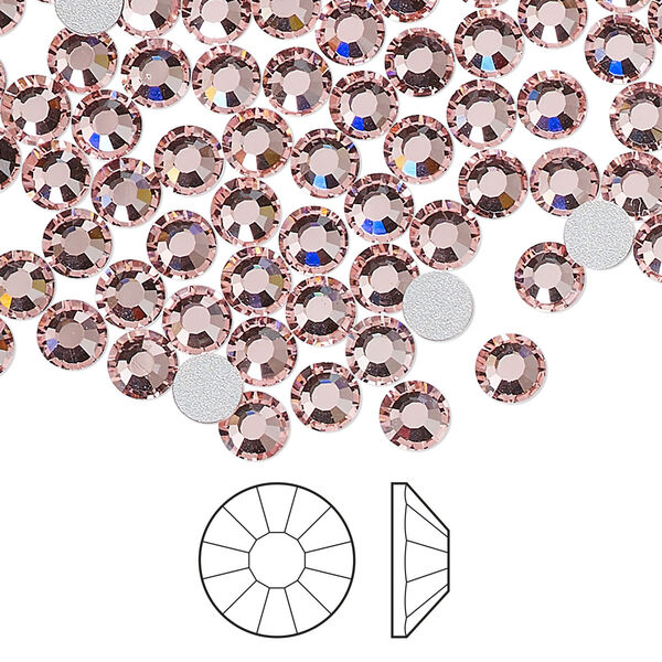 Flat back 1440pk light rose foil back, Preciosa Viva 12® Czech crystal rhinestone 4.6-4.8mm chaton rose round SS20 image number 0