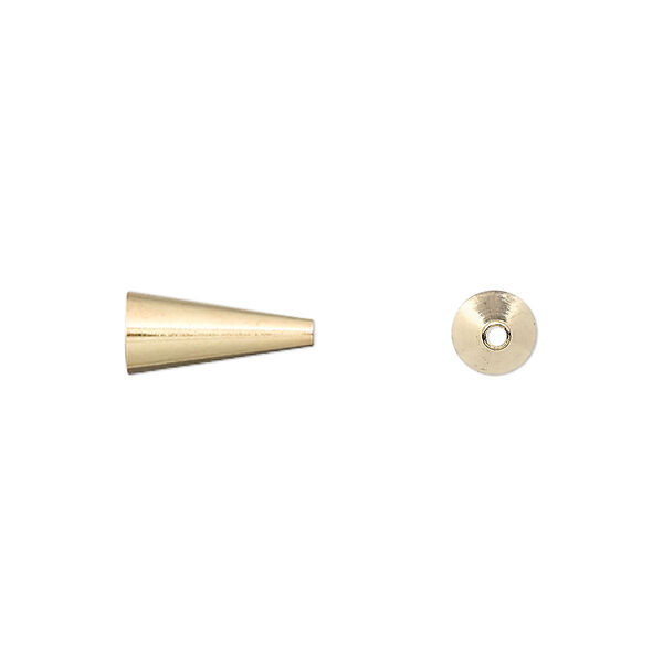 Cone, gold-plated brass, 12x5mm with 3.5mm inside diameter. Sold per pkg of 100. image number 0