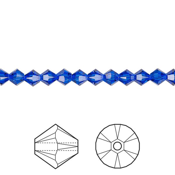 Bead 1440pk majestic blue, Swarovski® 4mm XILION bicone 5328 image number 0