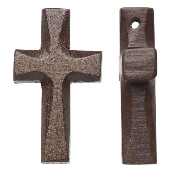Focal, cheesewood (dyed/waxed), 45x25mm hand-cut 2-sided cross. Sold individually. image number 0