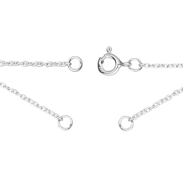 Sterling silver 1pkg1, 1.2mm cable chain necklace component, 18.75 inch / 5mm springring clasp / 3.5mm jump ring image number 0