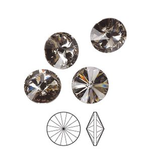 Chaton 8pk black diamond foil back, Preciosa MAXIMA Czech crystal rhinestone 10.54-10.91mm rivoli SS47