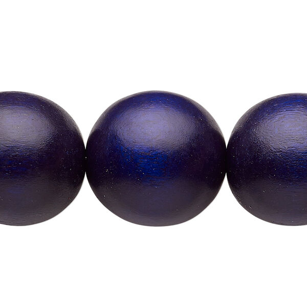 Bead, Taiwanese cheesewood (dyed / waxed), navy blue, 19-20mm round. Sold per 15-1/2" to 16" strand. image number 0