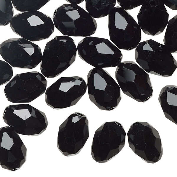 Bead Celestial Crystal® 1pkg40, 11X7.5mm-12X8mm teardrop / 66 facets, opaque black image number 0