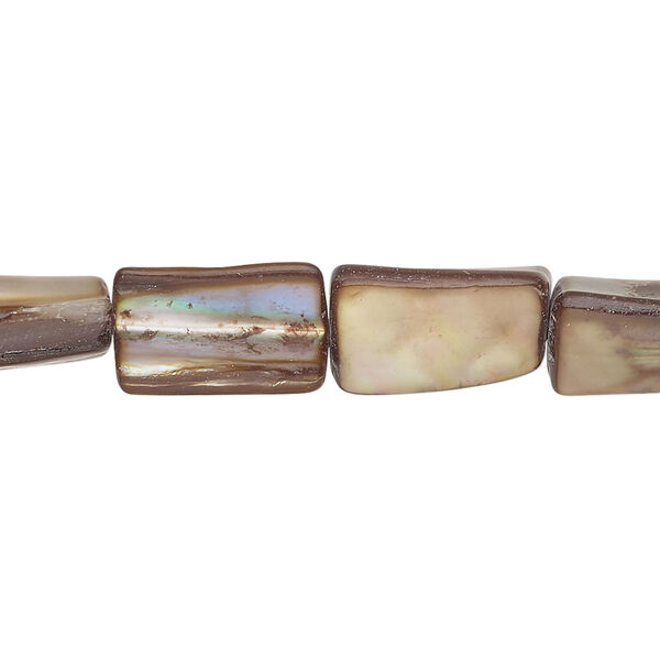 Mother-of-pearl shell 1pkg1, stick bead 15 inch antique golden brown 13x6mm-15x9mm image number 0