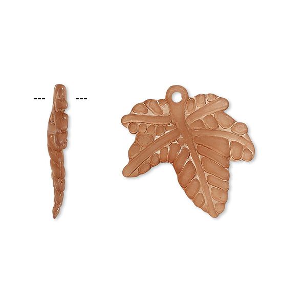 Drop, acrylic, frosted light brown, 20x20mm leaf. Sold per pkg of 100. image number 0
