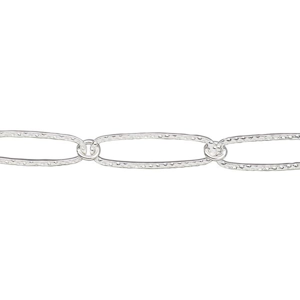 Chain, sterling silver, 5mm long and short knurled oval. Sold per pkg of 5 feet. image number 0