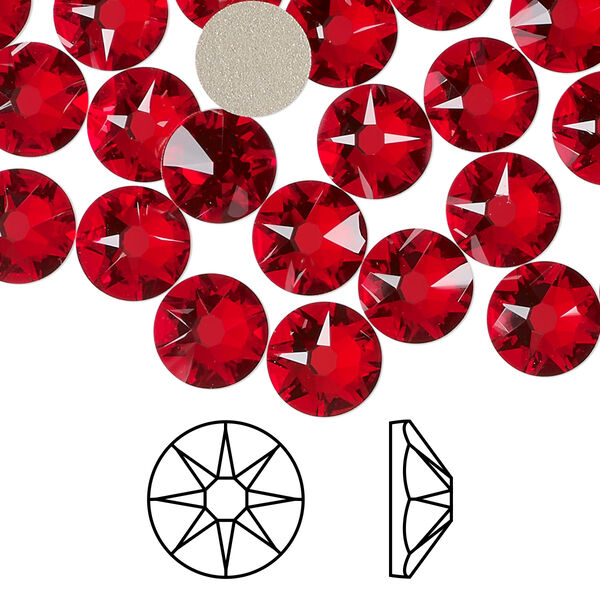 Flat back 12pk light Siam foil back, Crystal Passions® 8.412-8.672mm rose round SS40 2088 image number 0