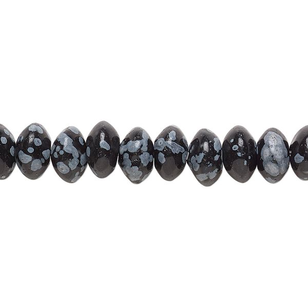Snowflake obsidian 1pkg1, rondelle bead natural 15.5-16 inch 8x4mm image number 0